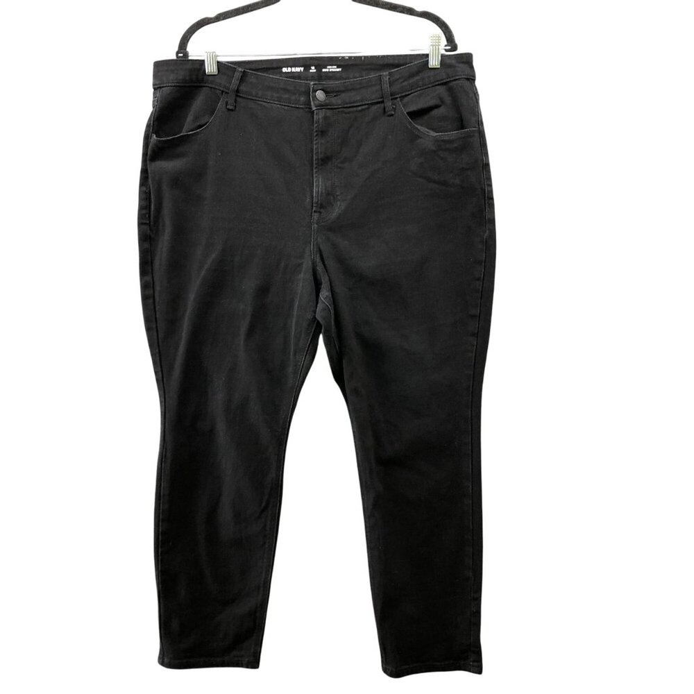 Old Navy High Rise Wow Straight Jean Womens 18 Short Black Stretch 18P‎
